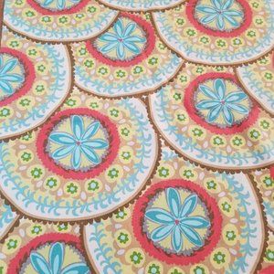 Blue Yellow Pink Abstract Print Upholstery Fabric Material 55" W by the Yard